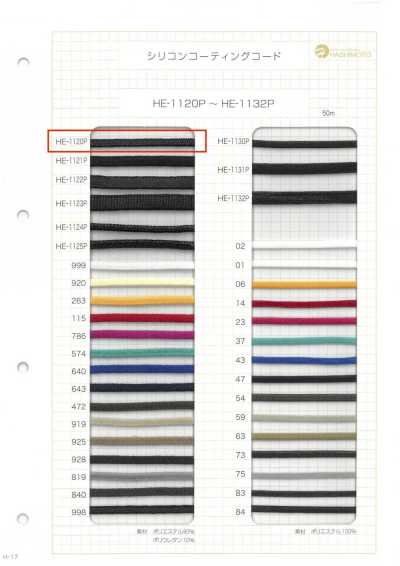 HE-1120P Cordino rivestito in silicone SS