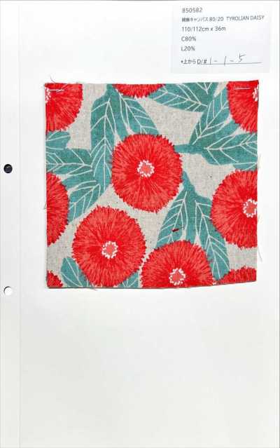 850582 Tela canvas di cotone e lino 80/20 TYROLIAN DAISY