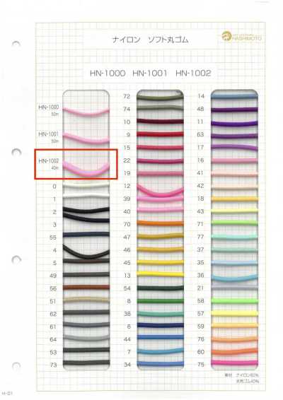 HN-1002 Nastro elastico rotondo morbido in nylon