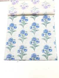 850573 SEVENBERRY® Lawn Cotone Non Sbiancato Soleil Blue / Wildflower[Tessile / Tessuto] VANCET Sottofoto