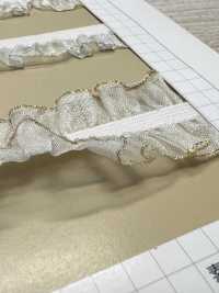 HW-3038 Doppio Volant In Organza Con Glitter Dorati E Nastro Elastico[Cavo A Nastro] Nessun Nome Sottofoto