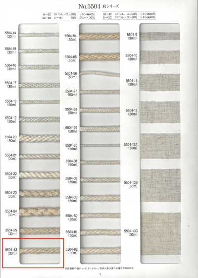 5504-83 Cordoncino rotondo, treccia Kongo, serie lino