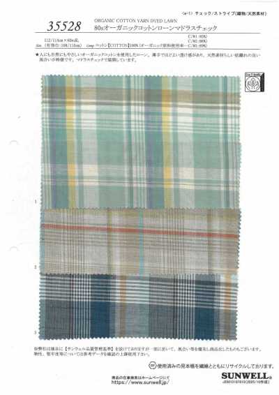 35528 Lawn di cotone biologico 80s a quadri Madras