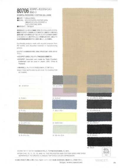 80706 ECOPET® Poliestere x Cotone Lawn 60s