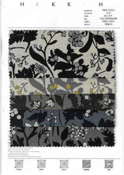 7026-1710-1 CL tela grezza motivo floreale silhouette