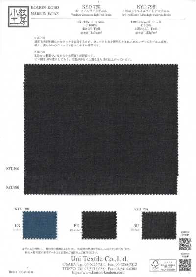 KYD796 Denim Pima leggero twill 3/1 da 3,25 oz