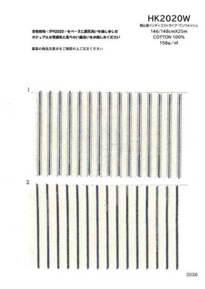 HK2020W Hickory tinto in filo indaco, realizzato a Okayama, lavaggio unico