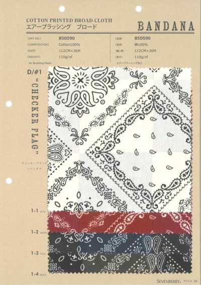 850590 Popeline con finitura aerografata BANDANA CHECKER FLAG