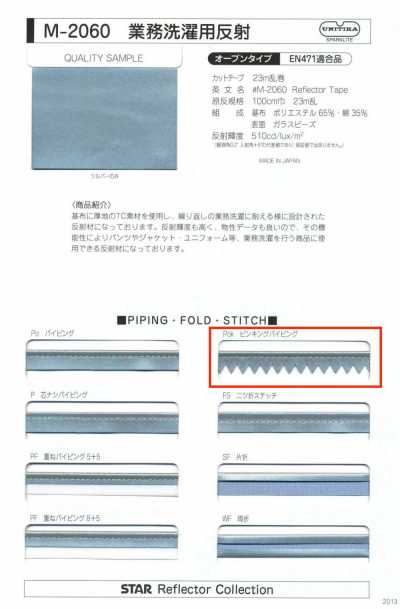 M-2060-PPK M-2060 Bordino riflettente smerlato per lavaggio industriale