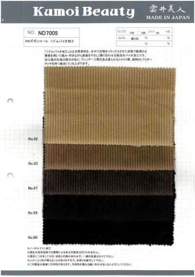 ND7005 Corduroy per pantaloni 9W finitura Bio Nidom