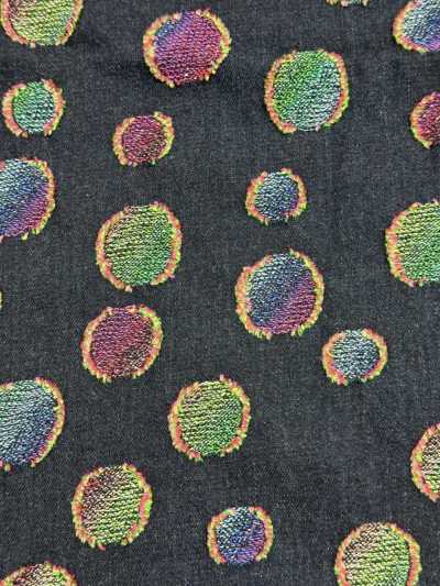 FY1589-IDC20CUT Denim jacquard tagliato a pois colorati