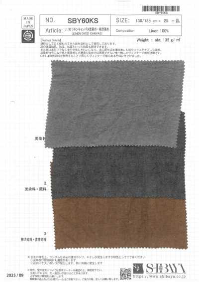 SBY60KS L1/60 Tela di lino, tinto color carbone / tinto con tannino di cachi