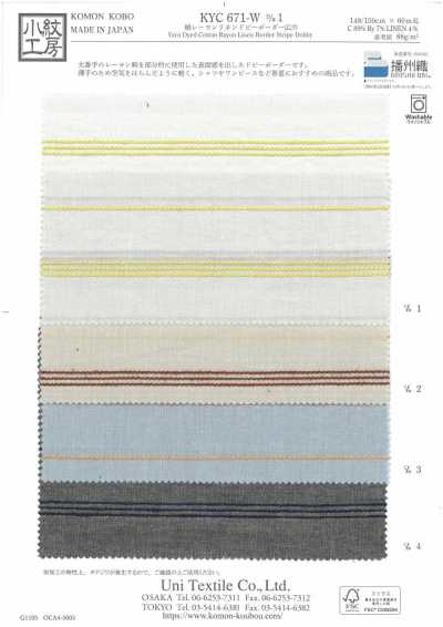 KYC-671-W-1 Cotone Rayon Lino Dobby a righe orizzontali multiple, altezza ampia