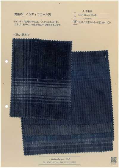 A-8164 Velluto a coste tinto in filo indaco