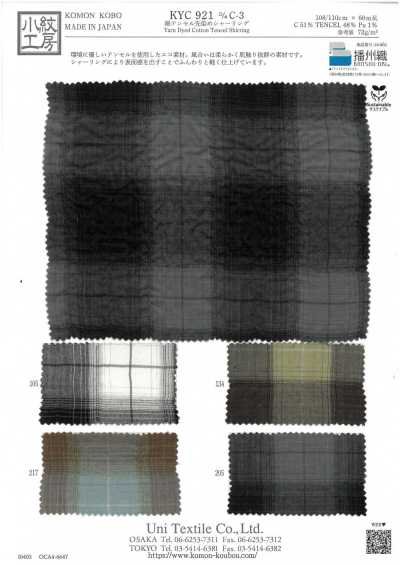 KYC921-C-3 Tessuto camiceria in cotone Tencel tinto in filo