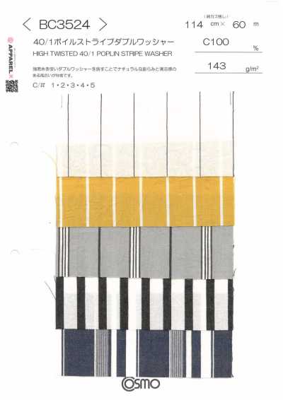 BC3524 Voile a righe 40/1 con finitura doppio lavaggio