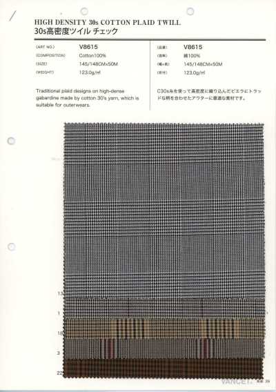 V8615 Twill a quadri ad alta densità 30s