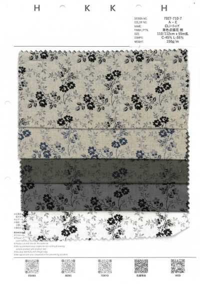 7027-710-7 CL Tessuto Sheeting con fiore puntinato monocolore