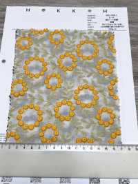 4027-848-1 Pizzo Con Fiori Di Pon-pon E Ricamo Su Tessuto Di Cotone[Tessile / Tessuto] HOKKOH Immagini aggiuntive