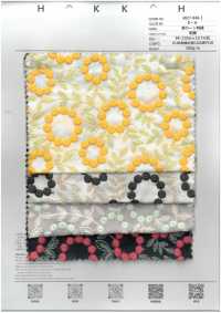 4027-848-1 Pizzo Con Fiori Di Pon-pon E Ricamo Su Tessuto Di Cotone[Tessile / Tessuto] HOKKOH Immagini aggiuntive