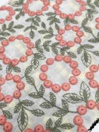 4027-848-1 Pizzo Con Fiori Di Pon-pon E Ricamo Su Tessuto Di Cotone[Tessile / Tessuto] HOKKOH Immagini aggiuntive