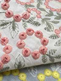 4027-848-1 Pizzo Con Fiori Di Pon-pon E Ricamo Su Tessuto Di Cotone[Tessile / Tessuto] HOKKOH Immagini aggiuntive