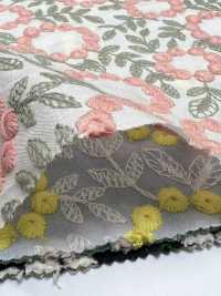 4027-848-1 Pizzo Con Fiori Di Pon-pon E Ricamo Su Tessuto Di Cotone[Tessile / Tessuto] HOKKOH Immagini aggiuntive