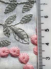 4027-848-1 Pizzo Con Fiori Di Pon-pon E Ricamo Su Tessuto Di Cotone[Tessile / Tessuto] HOKKOH Immagini aggiuntive