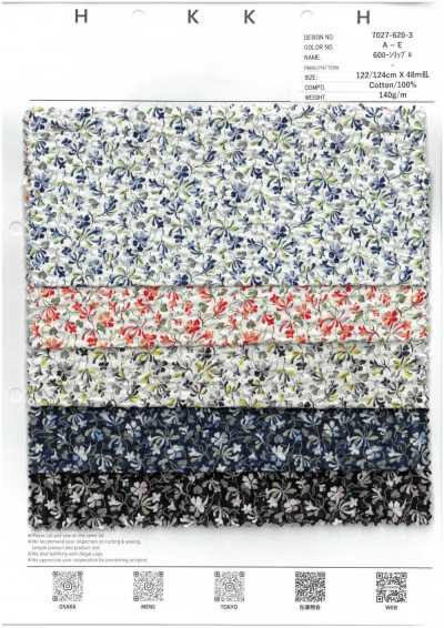 7027-620-3 60 batiste a piccoli fiori ondulati