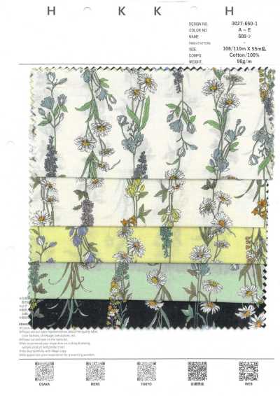 3027-650-1 60 batista a righe floreali