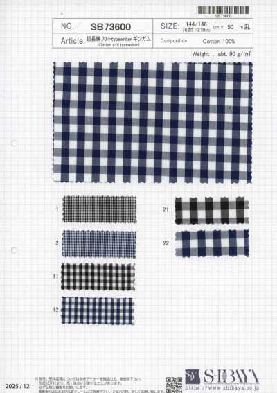 SB73600 Vichy Typewriter in cotone a fibra extra-lunga 70/-