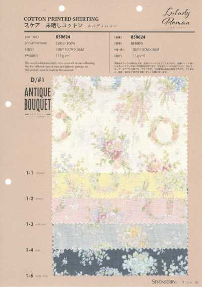 850624 Batista in cotone non sbiancato Luludi Roman Antique Bouquet