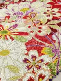 850629 Batista con motivo giapponese floreale e dorato, fiore, farfalla, vento, luna[Tessili / Tessuti] VANCET Immagini aggiuntive
