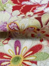 850629 Batista con motivo giapponese floreale e dorato, fiore, farfalla, vento, luna[Tessili / Tessuti] VANCET Immagini aggiuntive
