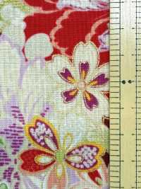 850629 Batista con motivo giapponese floreale e dorato, fiore, farfalla, vento, luna[Tessili / Tessuti] VANCET Immagini aggiuntive