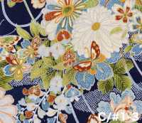 850629 Batista con motivo giapponese floreale e dorato, fiore, farfalla, vento, luna[Tessili / Tessuti] VANCET Immagini aggiuntive