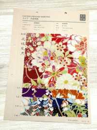 850629 Batista con motivo giapponese floreale e dorato, fiore, farfalla, vento, luna[Tessili / Tessuti] VANCET Immagini aggiuntive