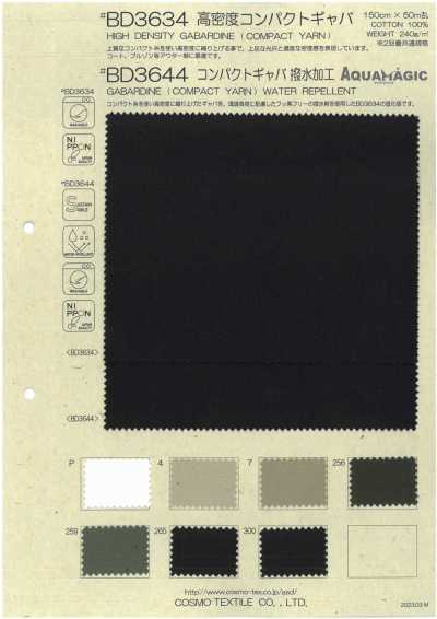 BD3644 Gabardine compatta con finitura idrorepellente