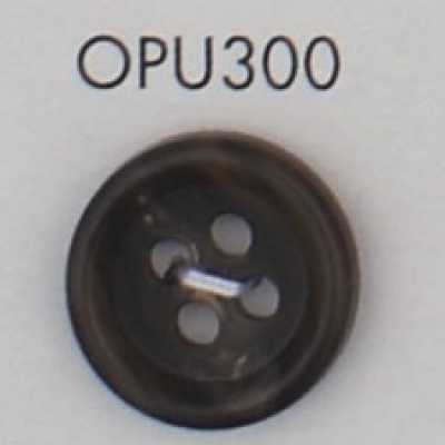 OPU300 Bottone a 4 fori con bordo, realizzato in resina ureica
