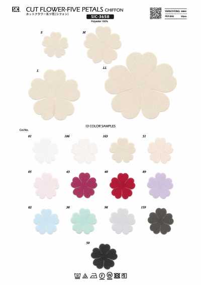 SIC-3658 Fiore ritagliato a cinque fiori (chiffon)