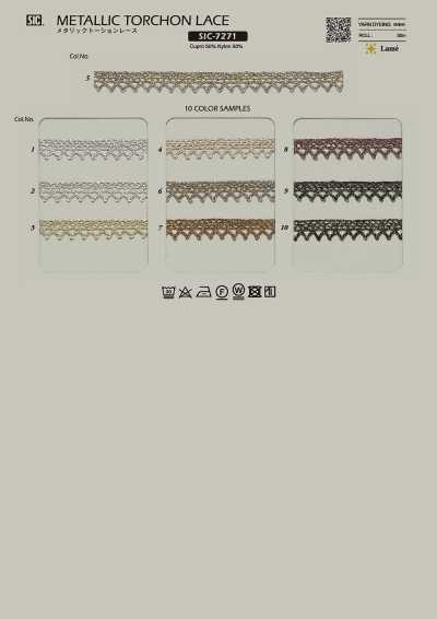SIC-7271 Merletto torchon metallico/9 mm