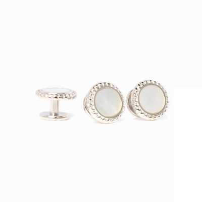 A-3-S Bottone a pressione in argento sterling, madreperla, rotondo