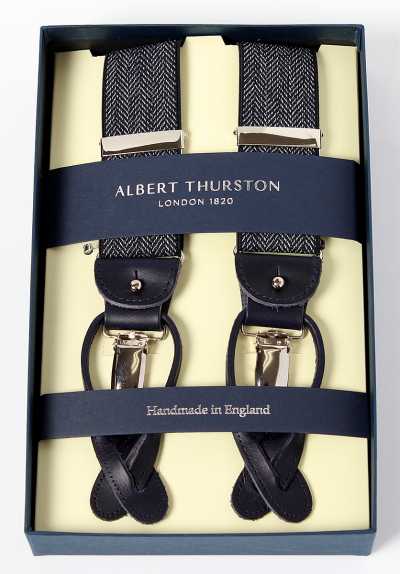 AT-3050 ALBERT THURSTON Spina di pesce blu navy elastico 35 mm