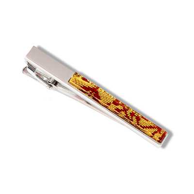 ATB-1 Fermacravatta rivestito Nishijin-ori, Arabesque e Phoenix, Rosso