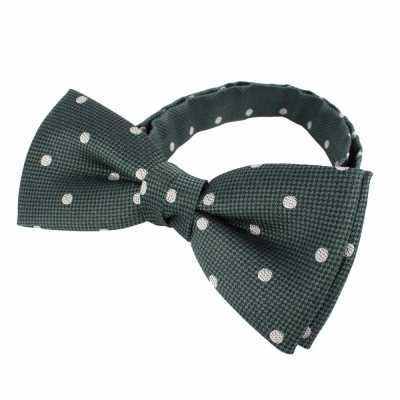 BF-601 Cravatta a farfalla a pois, verde, seta, prodotta in Giappone