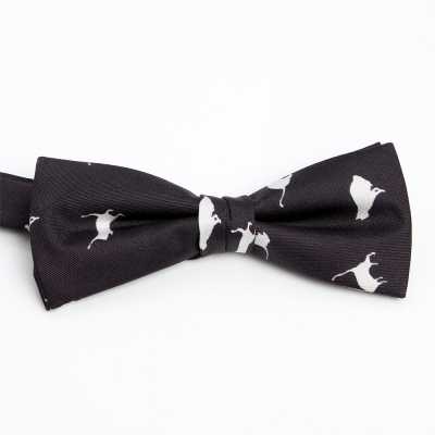 BF-CAT-BK Papillon stampato in seta, motivo gatto, nero