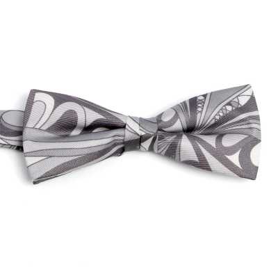 BF-GEO-GR Papillon geometrico stampato in seta grigio