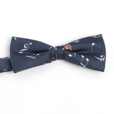 BF-JAZZ-NV Papillon in seta stampata Jazz blu navy