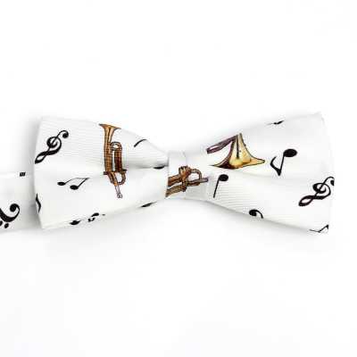 BF-JAZZ-WH Papillon stampato in seta Jazz bianco