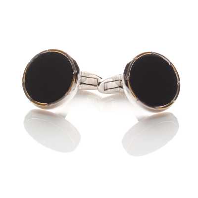 CB-1 Gemelli formali in onice oro e argento, tondi